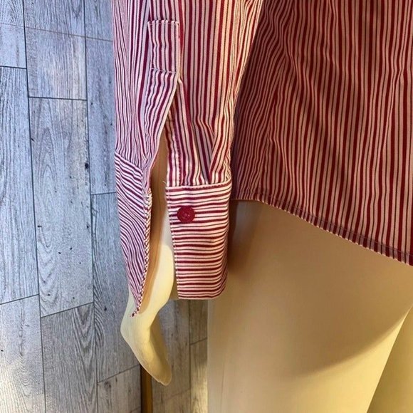 Talbots Red and White striped button down women's blouse Size 12 - Picture 9 of 11